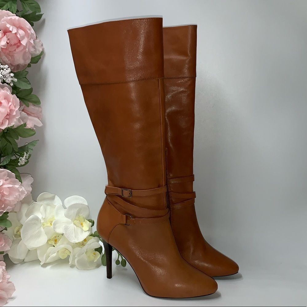 NEW Lauren Ralph Lauren Kyla Tan Vachetta Heeled Boots